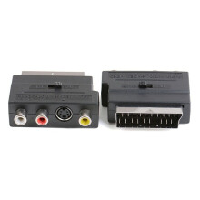 SCART to 3 x RCA (phono) and S-Video adapter, switchable composite AV connector
