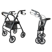 Mobility Steel Walker Easily w/Wheels Iron Tubes & Nylon Fabric Black