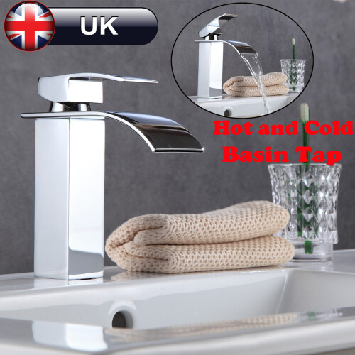 Waterfall Basin Sink Mixer Tap for Bathroom Easy Clean Chrome Finished ...