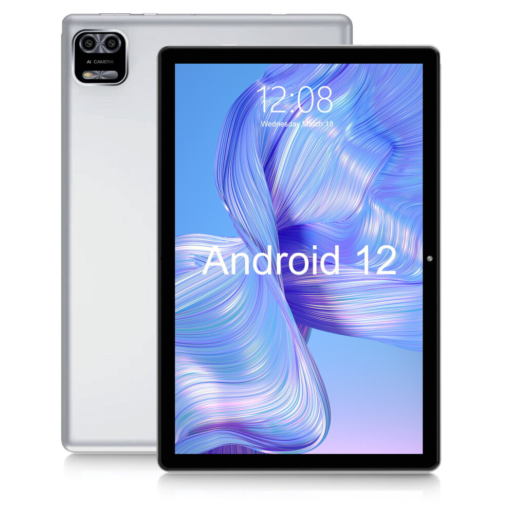 (Silver) Android 12 Tablet 10 inch,3GB RAM 64GB ROM,6000mAh