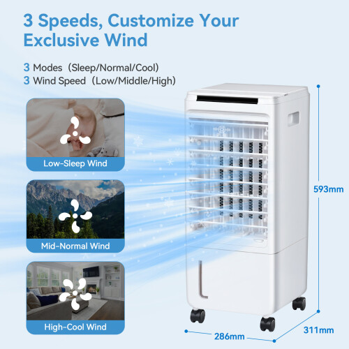 3 In 1 Air Cooler Portable 7L Cooling Fan Electric Evaporative Timer