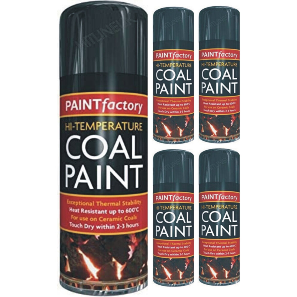 5 x 400ml Hi Heat Temperatur Black Coal Stove Wood Burner BBQ Spray