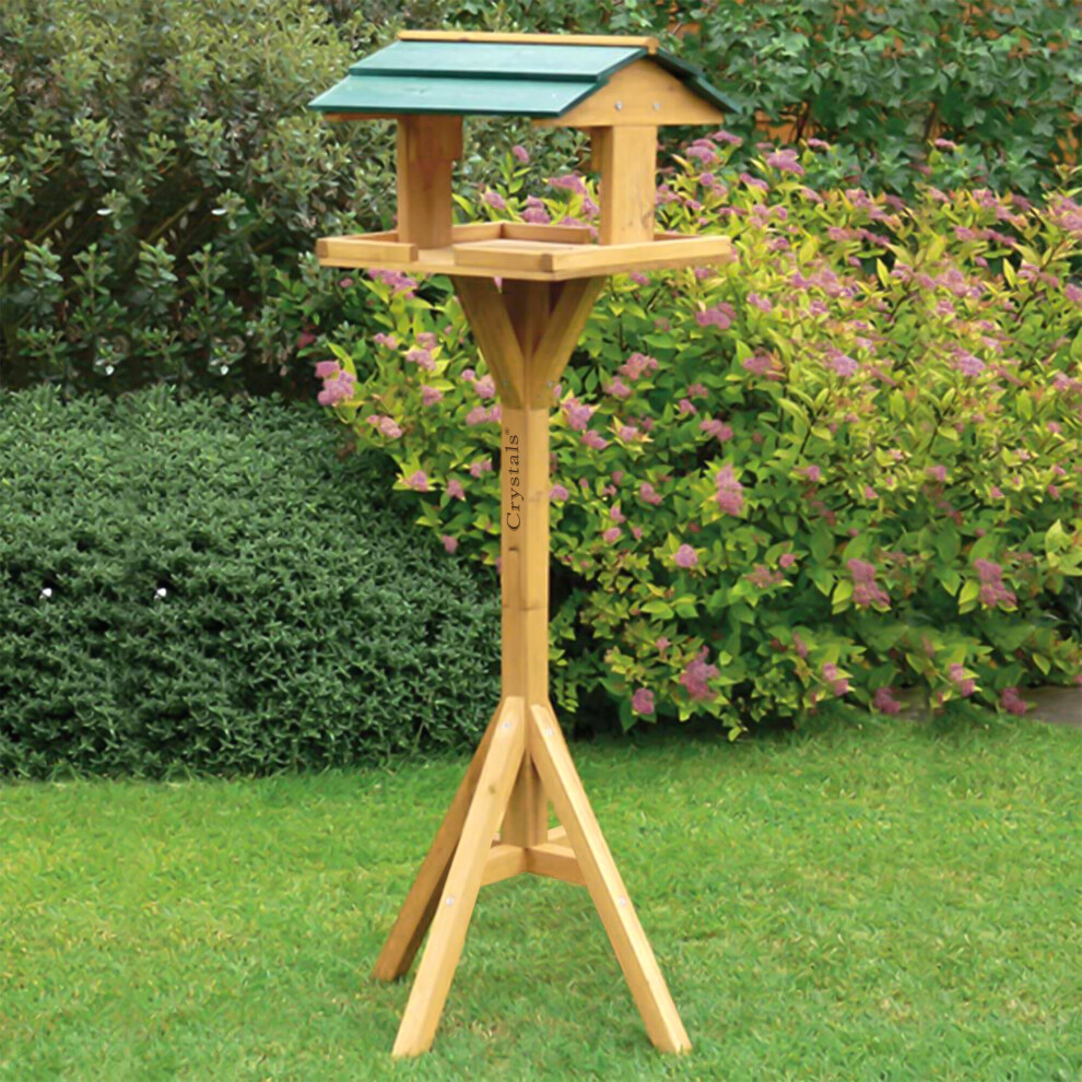 Denny International Wooden Bird Table - Traditional Garden Feeder Feeding Free - Wooden Bird Table Traditional Garden Feeder Feeding Free Standing