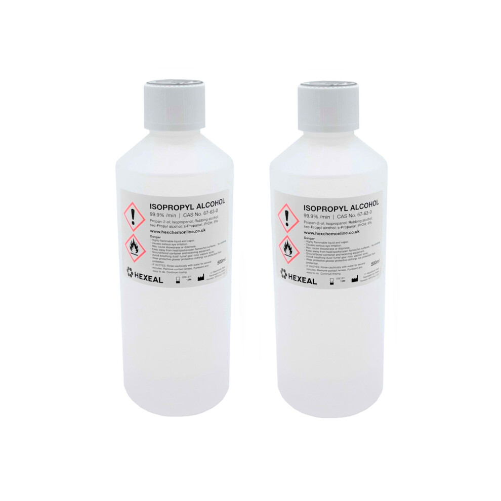 Hexeal IPA 99.9% | 2 x 500ml| Lab Grade | Isopropyl Alcohol | Isopropanol 99.9%