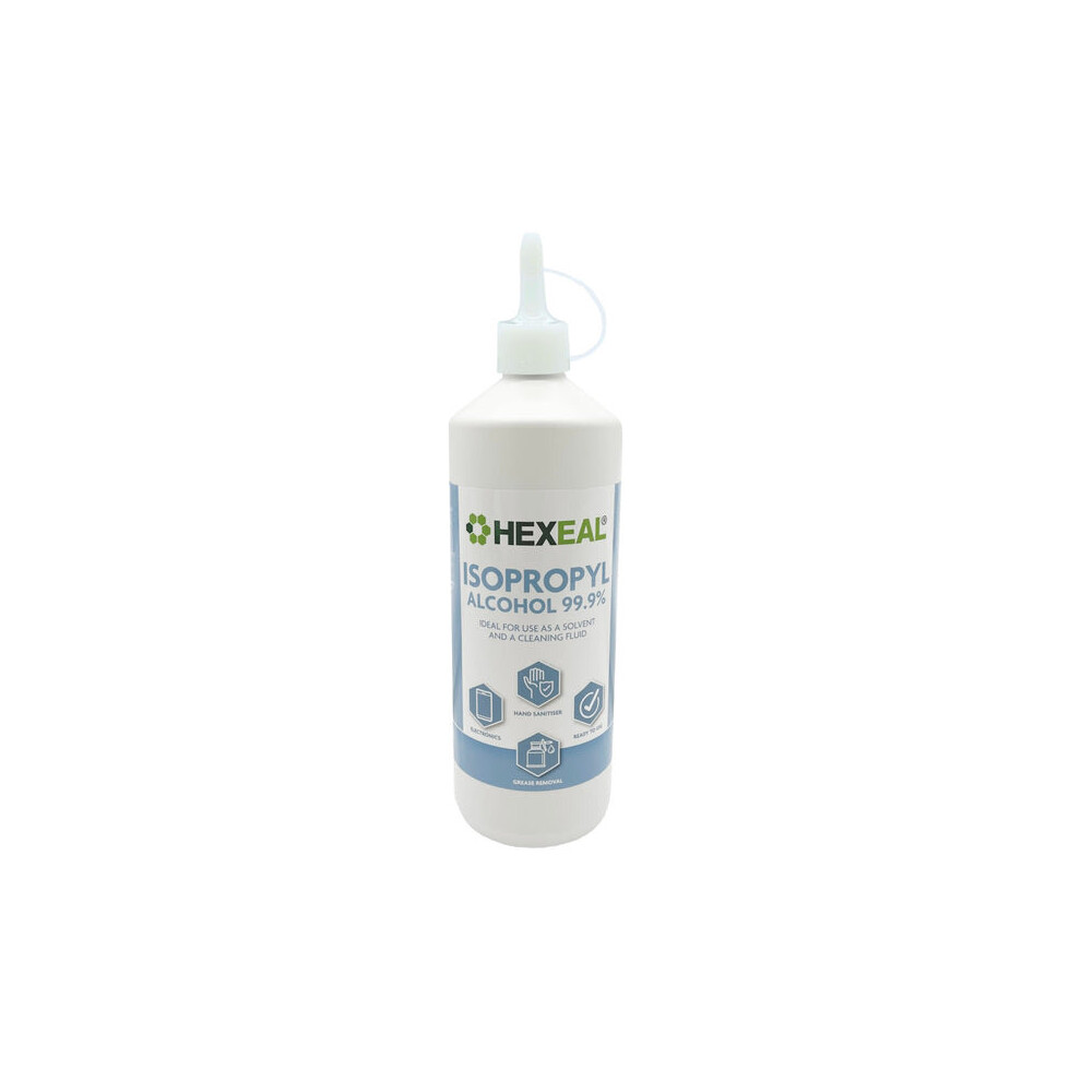 Hexeal IPA 99.9% | 1L Nozzle Cap | Lab Grade | Isopropyl Alcohol | Isopropanol 99.9% | Household Cleaning Fluid, Fast Drying, Disinfectant, Grease Rem
