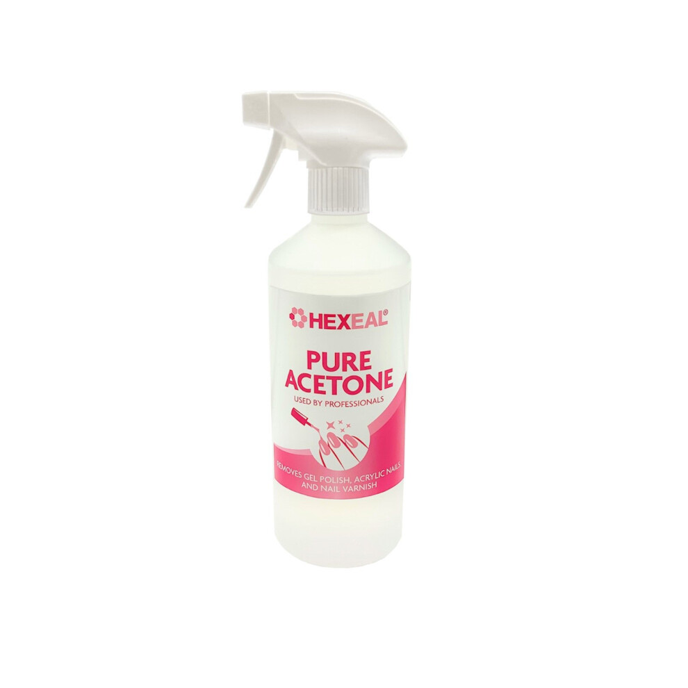 Hexeal 99.5% Acetone 500ml Spray - For Gel, Nail Polish & Acrylic Removal
