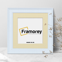 (20x20CM Pic (25x25CM Frame)) Square Size White Poster Frame / Wooden Picture Frame / Wall Art Frame With Ivory Mount