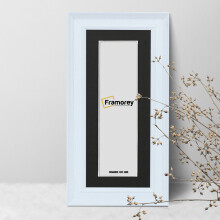 (24x10" Pic (28x14" Frame)) Panorama Style White Poster Frame / Photo Frame / Handmade Picture Frame With Black Mount