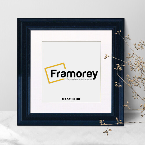 (16x16" Pic (20x20" Frame)) Square Size Black Poster Frame / Picture Frame / Wall Hanging Frame With White Mount