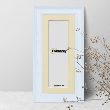 (28x16" Pic (32x20" Frame)) Panorama Style White Poster Frame / Photo Frame / Handmade Picture Frame With Ivory Mount
