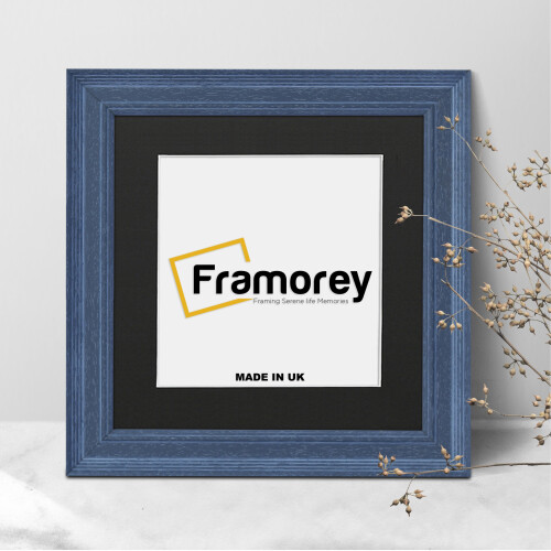 (20x20" Pic (24x24" Frame)) Square Size Grey Poster Frame / Handmade Solid Wood Frame / Picture Frame With Black Mount