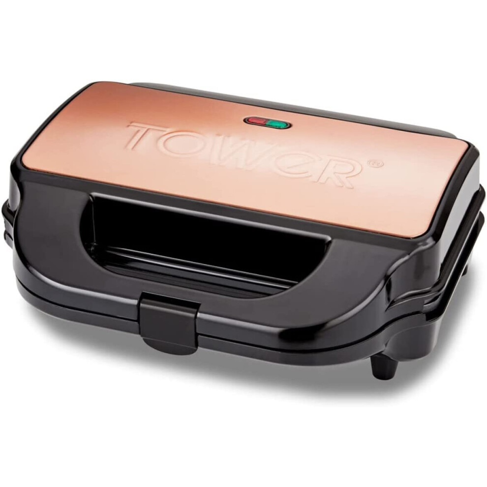 Tower T27032rg 3-In-1 Deep Filled Snack Maker With Non-Stick Coated Plate And Automatic Temperature Control, 900W, Rose Gold