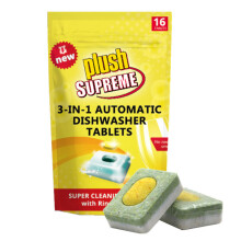 16Pcs/Bag 3-In-1 Automatic Dishwasher Cleaner Tablets Strong Oil Stain Removal Dishwasher Detergent Kitchen Cleaning Supplies