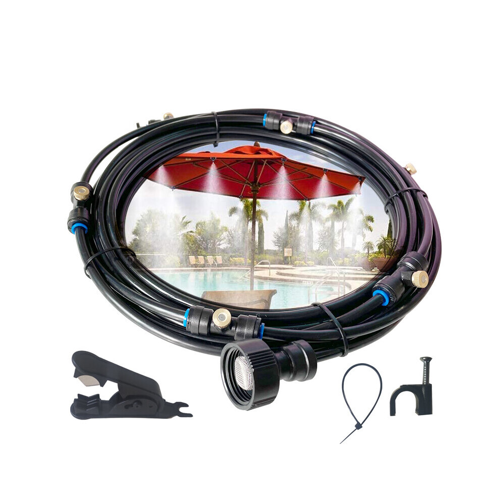DIY Misters Outside Patio 50FT Misting Cooling System Kit For Fan Umbrella Deck Canopy Pool Garden,Greenhouse Yard Waterpark
