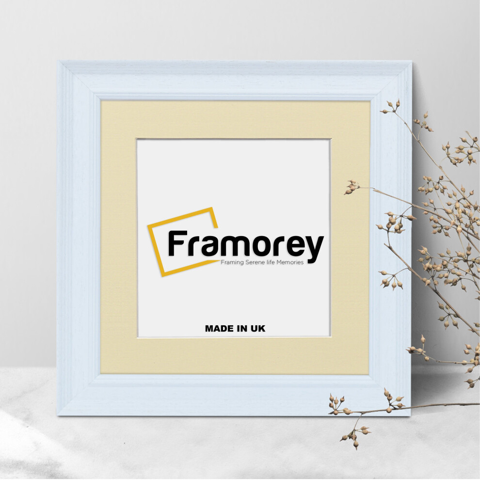 (60x60CM Pic (70x70CM Frame)) Square Size White Poster Frame / Wooden Picture Frame / Wall Art Frame With Ivory Mount