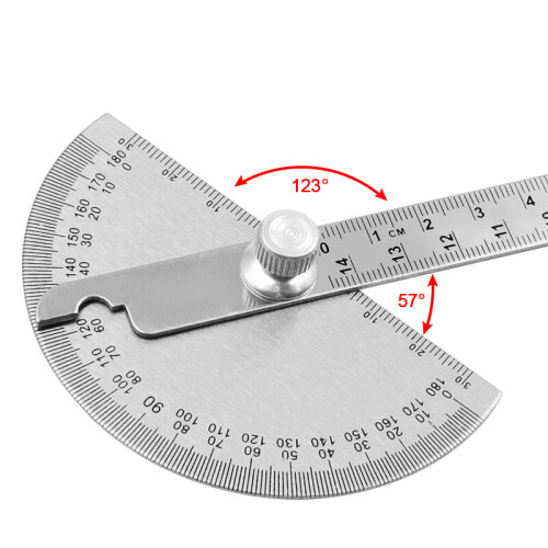 145mm stainless steel 180 protractor angle meter measuring ruler rotary mechanic tool ruler protractor 1