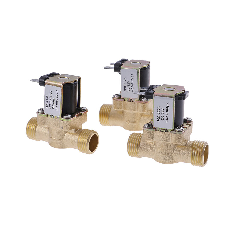 1Pc Dc 12V 24V Ac 220V G1/2'' Brass Electric Solenoid Valve For Solar Water Heater 5063131260595