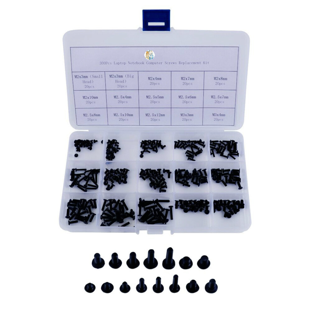 300Pcs M2,M2.5,M3 Laptop Notebook Computer Screws Replacement Kit For Hp Ibm Dell Sony Acer Asus Lenovo Toshiba Gateway Samsung 5063131250572