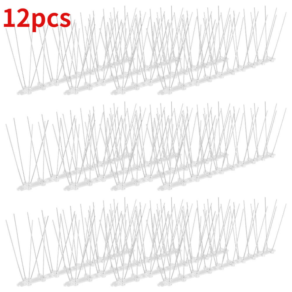 12Pc Repeller Bird And Pigeon Spikes Deterrent Stainless Steel Sturdy Bird Spikes Kit Bird Control Spikes For Home Towers Roofs 5063131243307