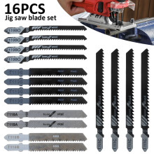 16Pcs Jig Saw Blade Jigsaw Blades Set Metal Wood Assorted Blades Woodworking T119BO/T119B/T111C/T118B/T118A Power Tool Saw Blade