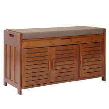 Bamboo Shoe Rack Shoe Bench Storage Benches Entryway Shoe Cabinet Hallway Bedroom Detachable Cushion with Hidden Compartment