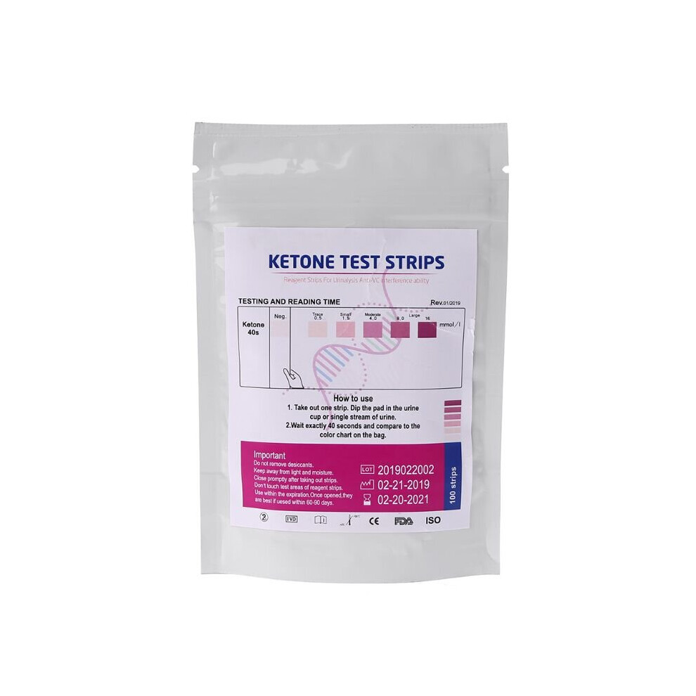 Wejoy 1 Set 100Pcs Urs-1K Test Strips Ketone Reagent Testing Urine Anti-Vc Urinalysis Home Ketosis Tests Analysis Professional Fast