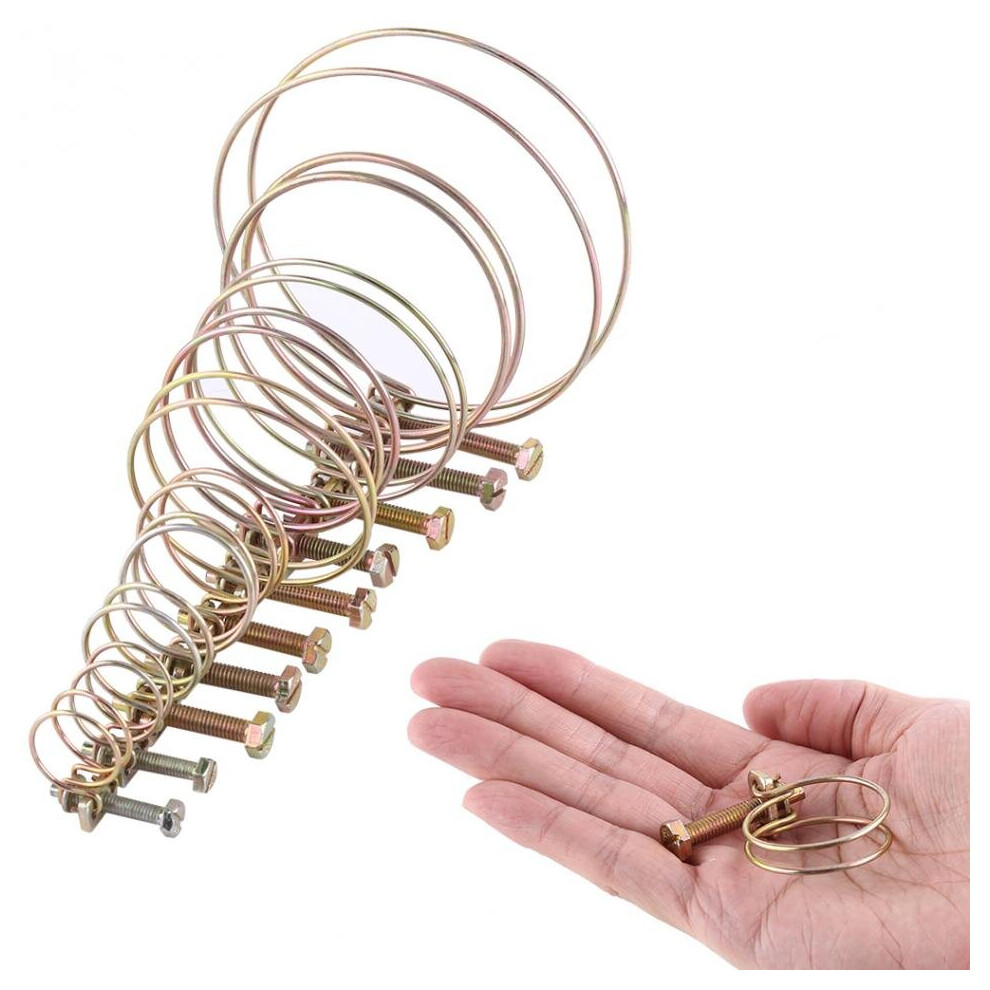 10Pcs Hose Clamp Adjustable Pipe Clamp Double Wire Hose Clip Clamps For Woodworking Hoop Plumbing Fastener 5063131296679