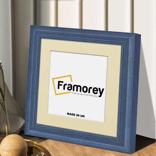 (8x8" Pic (10x10" Frame)) Square Size Grey Poster Frame / Handmade Solid Wood Frame / Picture Frame With Ivory Mount 1