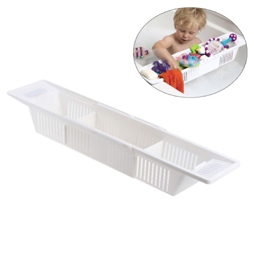 Bathroom Bathtub Storage Rack Retractable Bath Tub Tray Basket ...