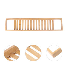 Natural Bamboo Wooden Bathtub Caddy Tray with Rails Shower Organizer Rack for Bathroom