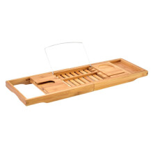 Bathtub Storage Box Tray with Extended Side Reading Rack, Tablet Holder, Mobile Phone Tray and Wine Glass Holder