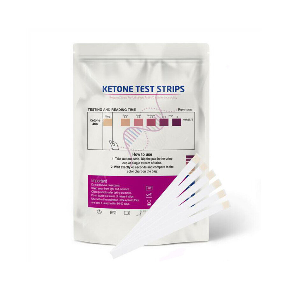 Wejoy 100Pcs Urs-1K Test Strips Ketone Reagent Strips Testing Urine Anti-Vc Urinalysis Home Ketosis Test Strips Analysis