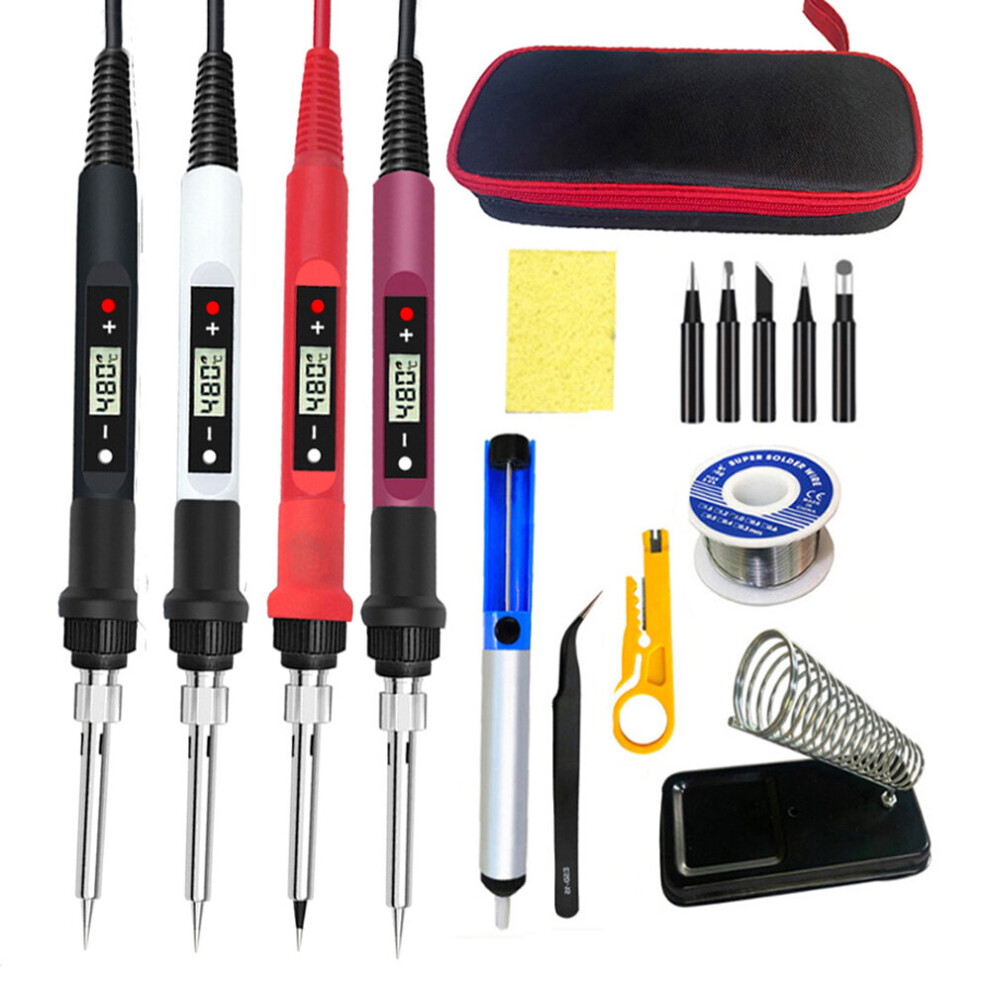 80W Digital Electric Soldering Iron Kit Set Temperature Adjustable 220V 110V Welding Tool Ceramic Heater Soldering Tips Rework 5063131203455