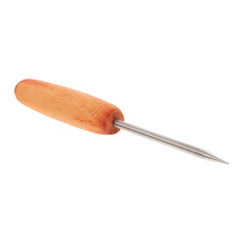 1Pc Rustproof Stainless Steel Bar Ice Pick Wooden Handle Ice Picker Tool (Khaki)