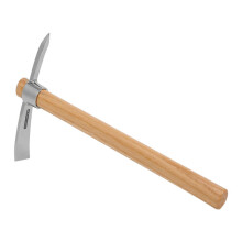 Outdoor Camping Multifunctional Pickaxe Hoe Heavy Duty Stainless Steel Pick Axe Hand Hoe with Wooden Handle