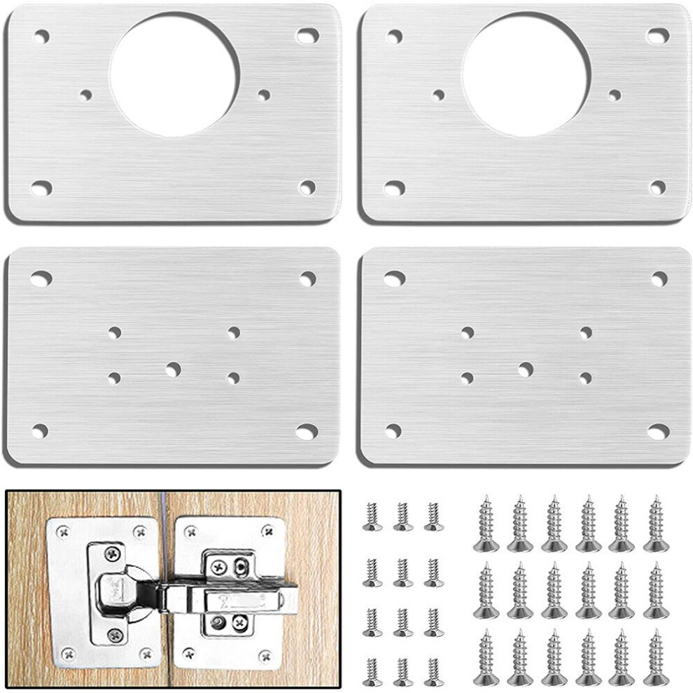 Mounting Plate Set Stainless Steel Hinge Fixing Plate Cabinet Door Maintenance Mounting Plate Restorer Installer Cabinet Hinge 5063131250770