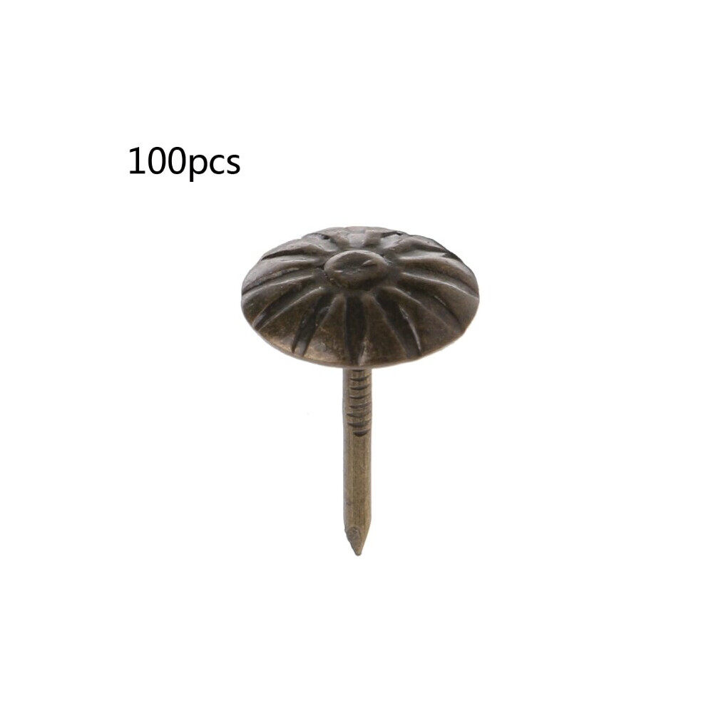 100Pcs Antique Brass Upholstery Nails Tack Stud Pushpin Doornail Hardware Decor 5063131254464