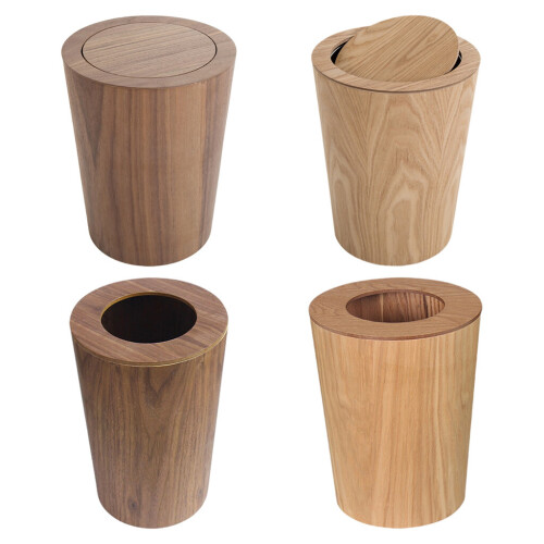 Garbage Bin Solid Wood Waste Bin Household Wastebasket Kitchen Decorative Storage Baskets 1