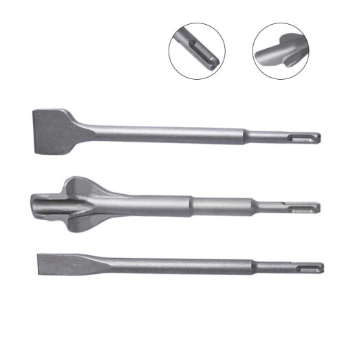 3PC Electric Hammer Chisel Butterfly Chisel Electric Pickaxe Round Handle Set Wall Cement Slotting 1