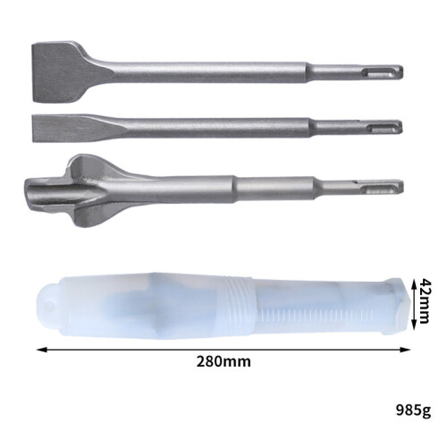 3PC Electric Hammer Chisel Butterfly Chisel Electric Pickaxe Round Handle Set Wall Cement Slotting 2