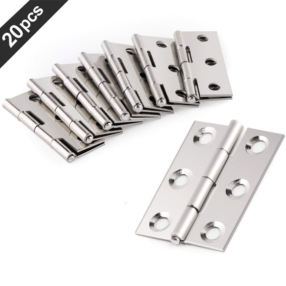 20 Pcs Hardware Stainless Steel Hinges Door Connector Drawer 6 Mounting Holes Durable Furniture Bookcase Window Cabinet Home 5063131236156