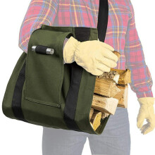 Firewood Carrier Bag Heavy Duty Canvas Crossbody Bag For Outdoor Camping BBQ Fireplace Logs Wood Bag Stove Accessories