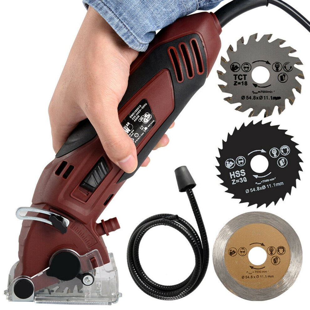 400W Mini Handheld Circular Electric Sawing Machine Cutting Tool Grinder With 3Blades Heavy Duty Electric Cut-Off Tool Mini Saw 5063131284461