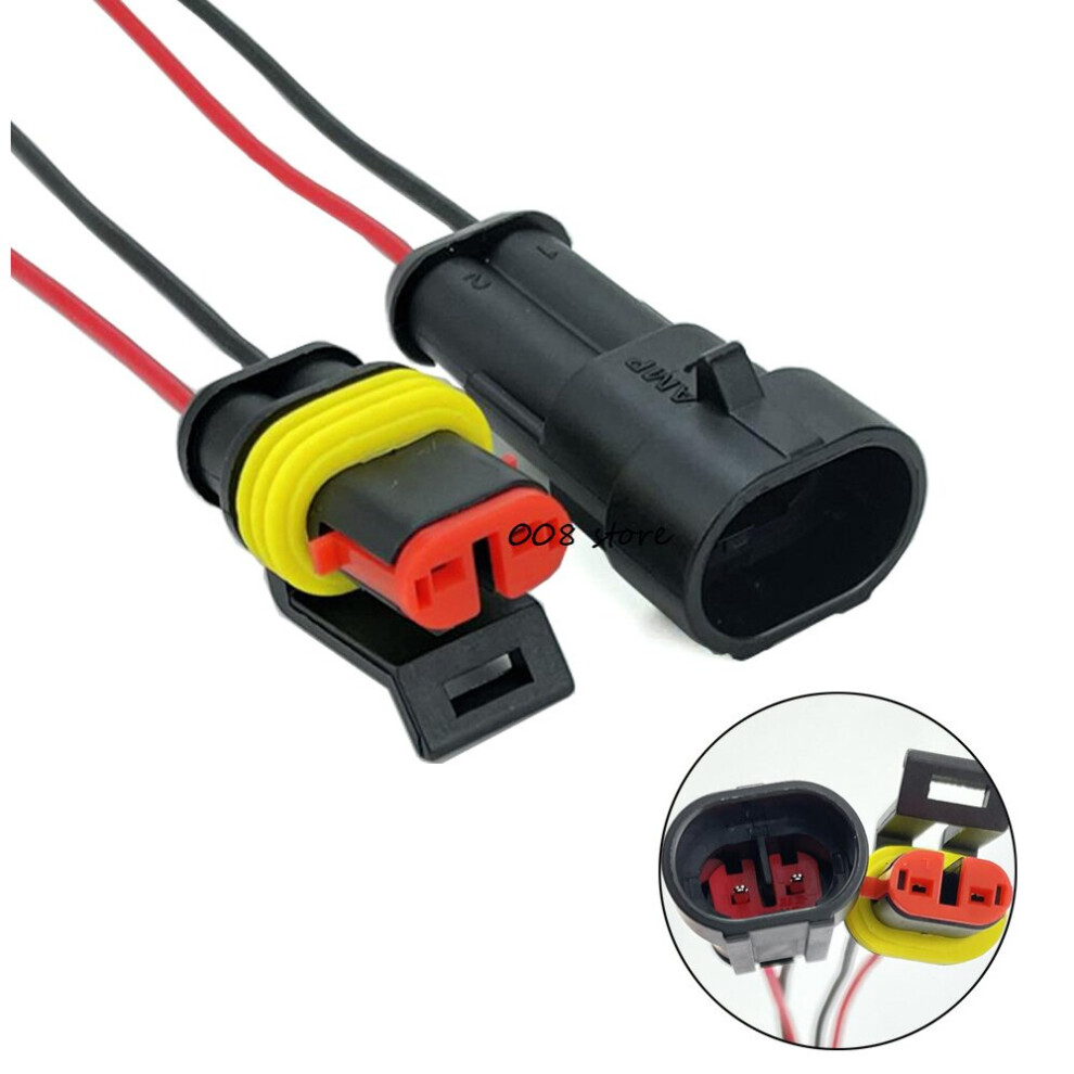 1Set 2 Pin Auto Way Male & Female Waterproof Electrical Connector Plug With Cable 5063131290912