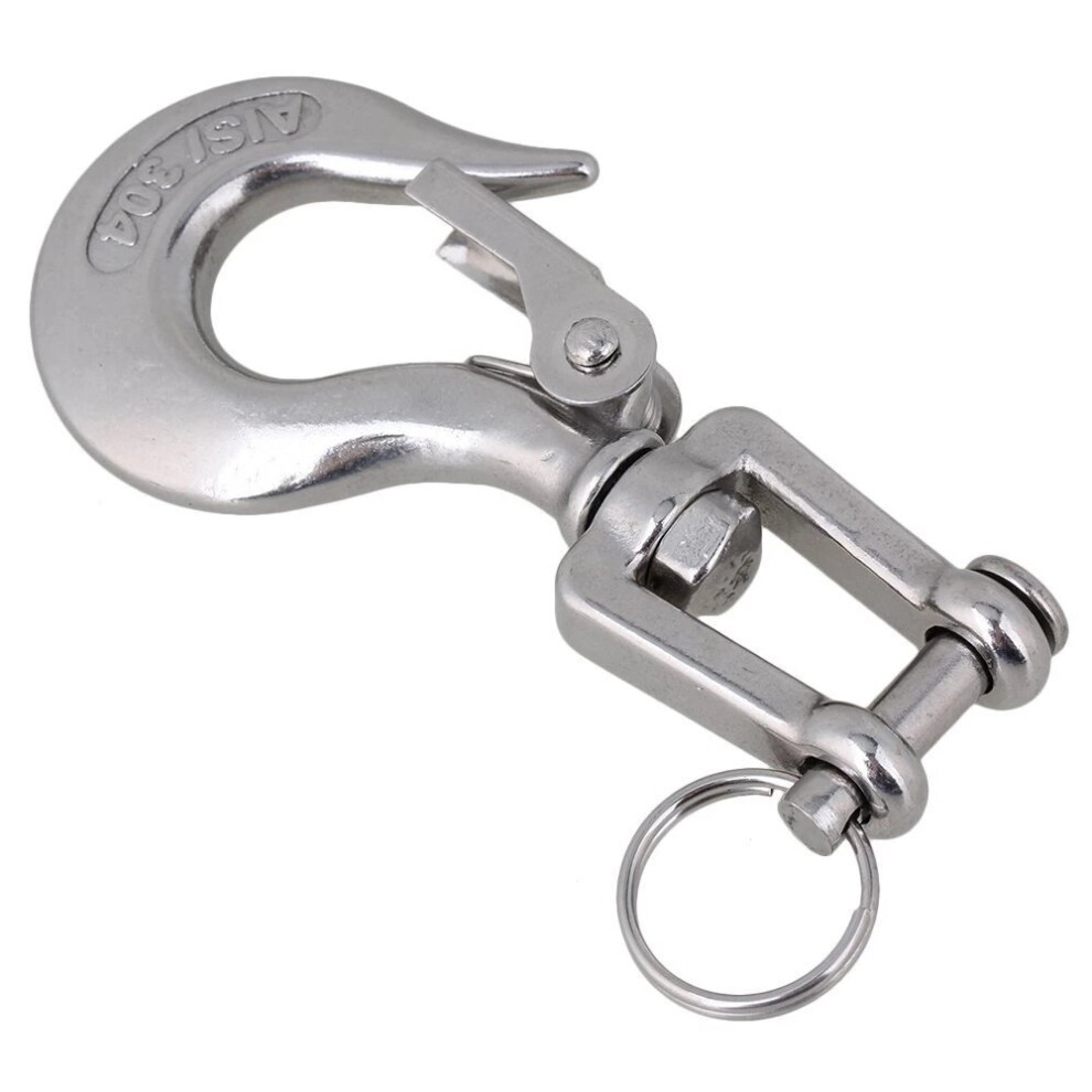 Silver 304 Stainless Steel American Type Trigger Clevis Swivel-Eye Lifting Snap Tone Hook With 150Kg Loading Capacity 5063131251227