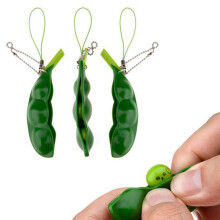 1Pcs Pea Beans Shape Funny Squeeze Toy Cute Cartoon Pea Beans Shape Anti-stress Toys Keychain Toys