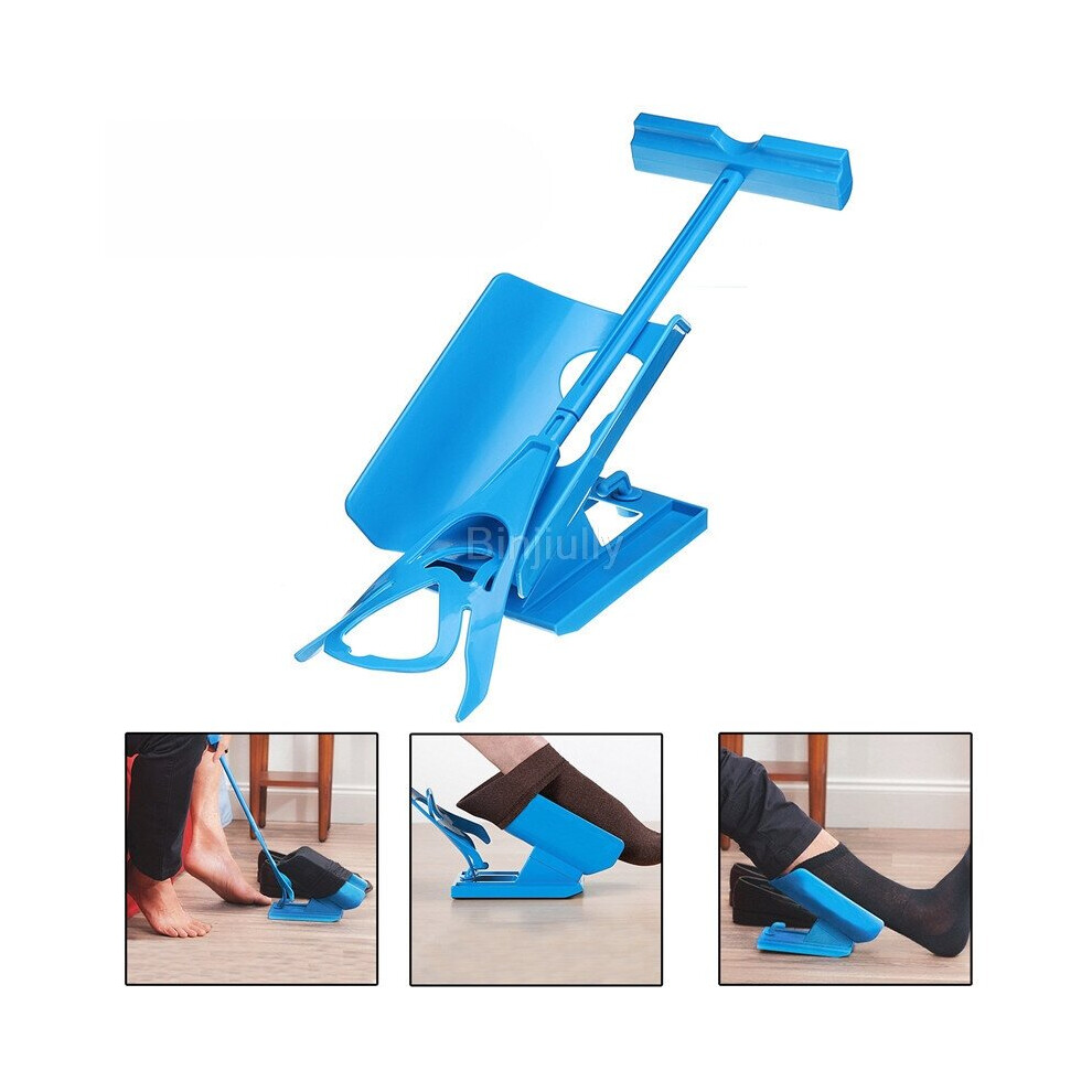 Wejoy Blue 1Pc Sock Slider Aid Easy On Off Sock Helper Kit Shoe Horn Pain Free No Bending Shoe Horn For Pregnancy Dressing Aids Tools