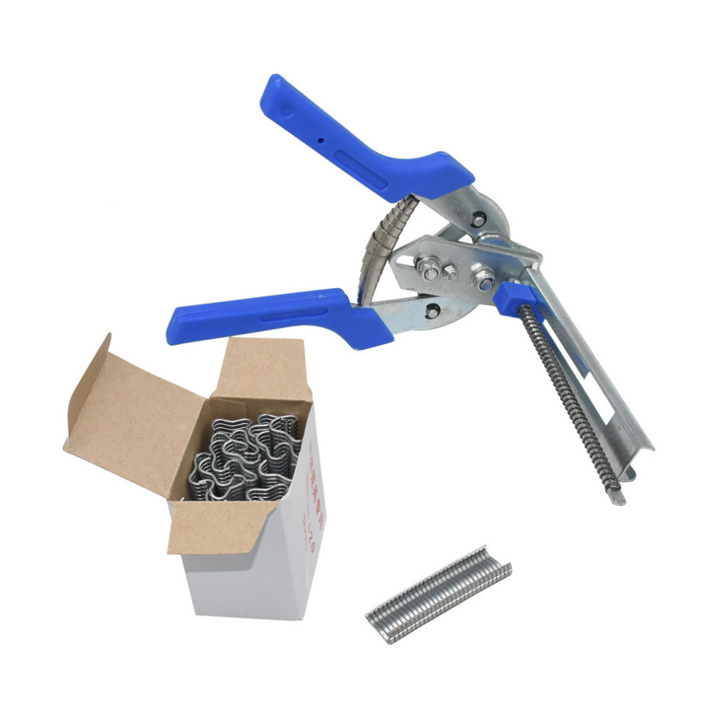 Hog Ring Plier Tool And 600Pcs M Clips Staples Chicken Mesh Cage Wire Fencing Caged Clamp Poultry Supplies 5063131243703