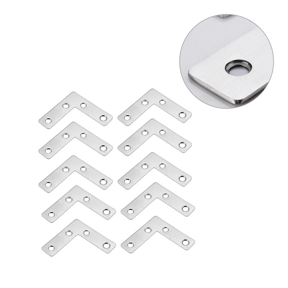 10pcs Fixing L Shaped Furniture Fixing Bracket Flat Plate Table Chair Corner Brace Bracket Reinforcement Hardware