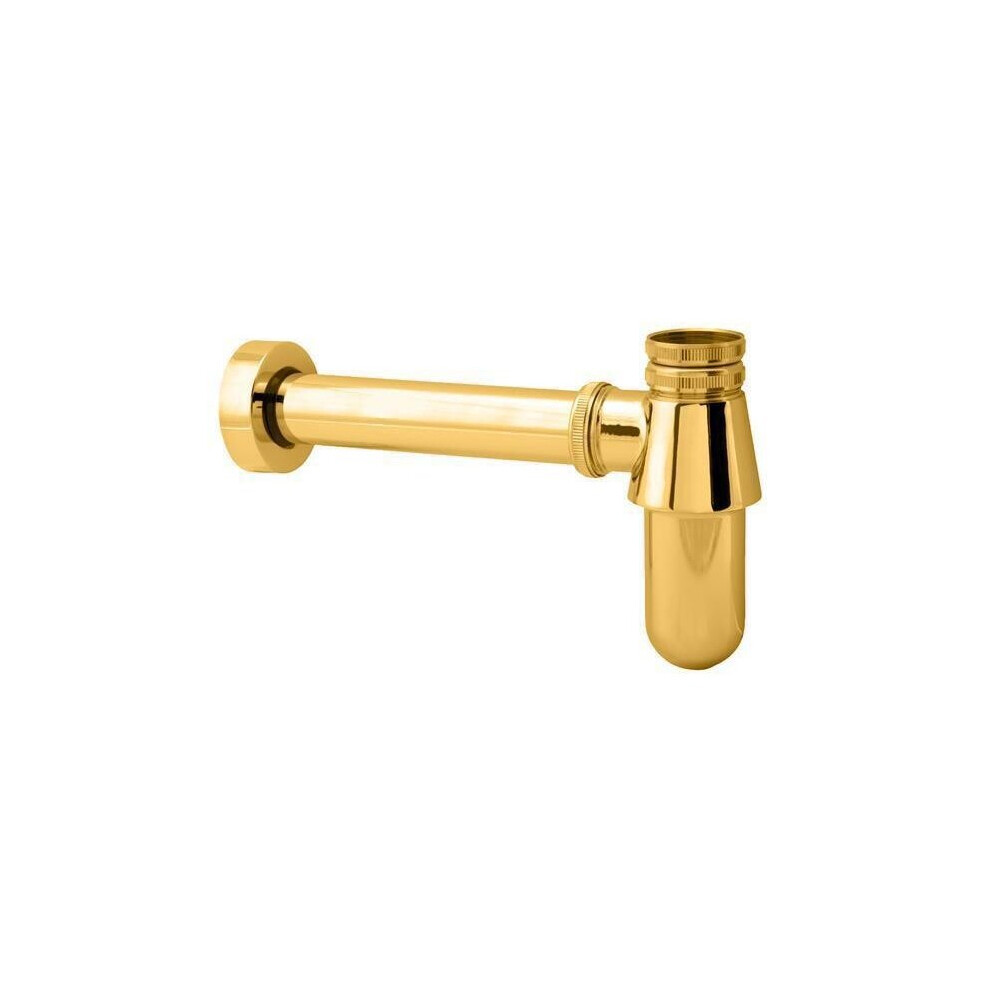 Rolya Wholesale Luxurious Golden Bottle Trap Bathroom Sink Vanity Basin Pipe Waste Drain Pipe Siphon Drainer P-Trap 5063131261271